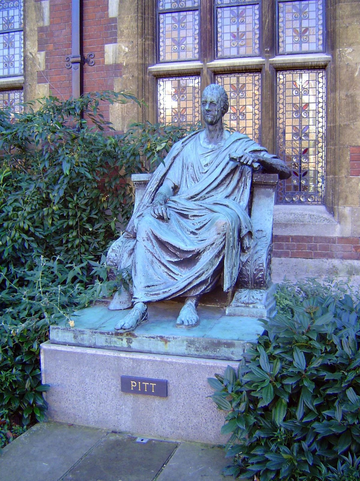 William Pitt the Younger graduated at age 17 and became prime minister at 24. The statue was in London until 1969.