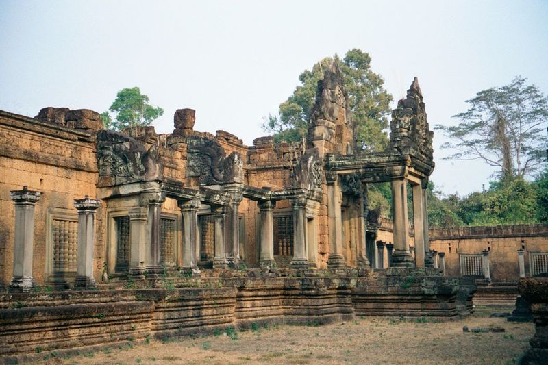 Inside the first wall, which is visible on the right. In the center and left is the second enclosure, with elaborate pediments. Note the win