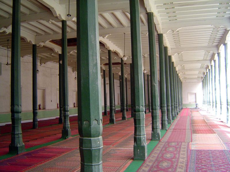 The prayer hall. You might wonder where the timbers came from, but plenty of trees are still grown in the oasis around Kashgar.