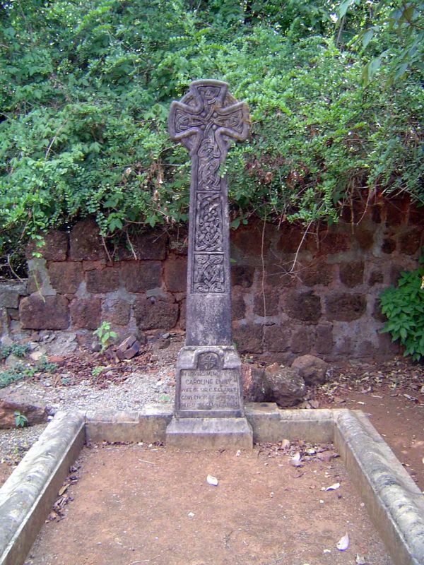 The tombstone of Caroline Emily, wife of Sir George Sydenham Clarke, Governor of Bombay, 1907-13. Clarke's daughter died at about the same t