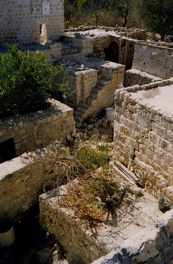 A couple of miles east of the village of Birzeit, Jifna has a medieval fortress restored as a tourist center. The view here looks inward fro