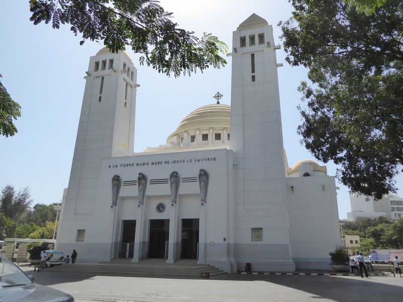 The Cathédrale du Souvenir African was designed in 1913 but not opened until 1936. The words at the top replace the original inscription, wh