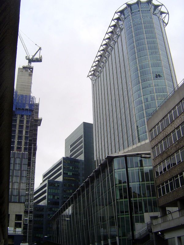 The highrise deluge came a later. Here's Britannic House, which served as BP's headquarters from 1967 to 1991. The building was refurbished 