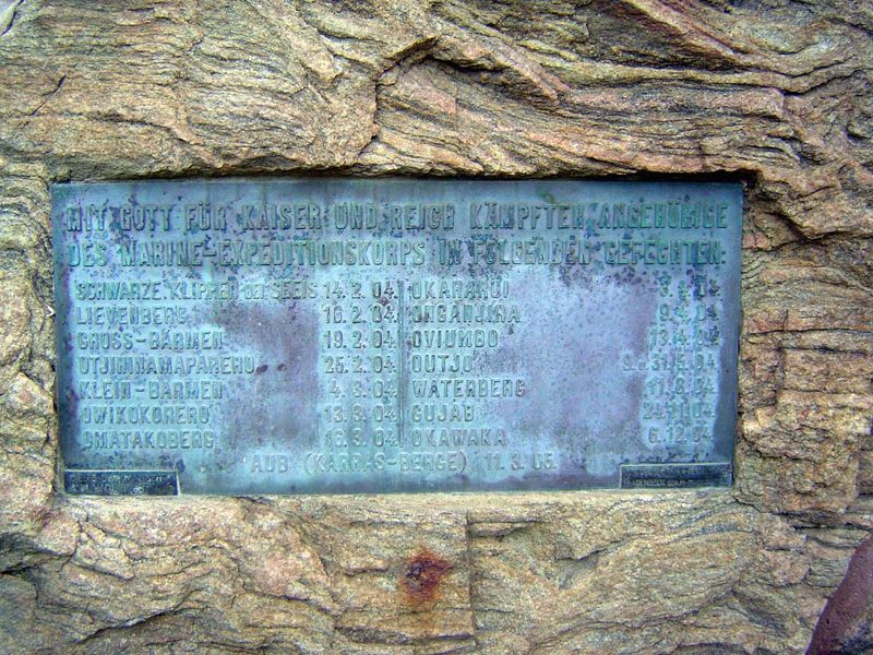 A monument on the spot commemorates the dozen or so battles fought by Germany's Marine Expeditionary Corps "with God for emperor and empire.