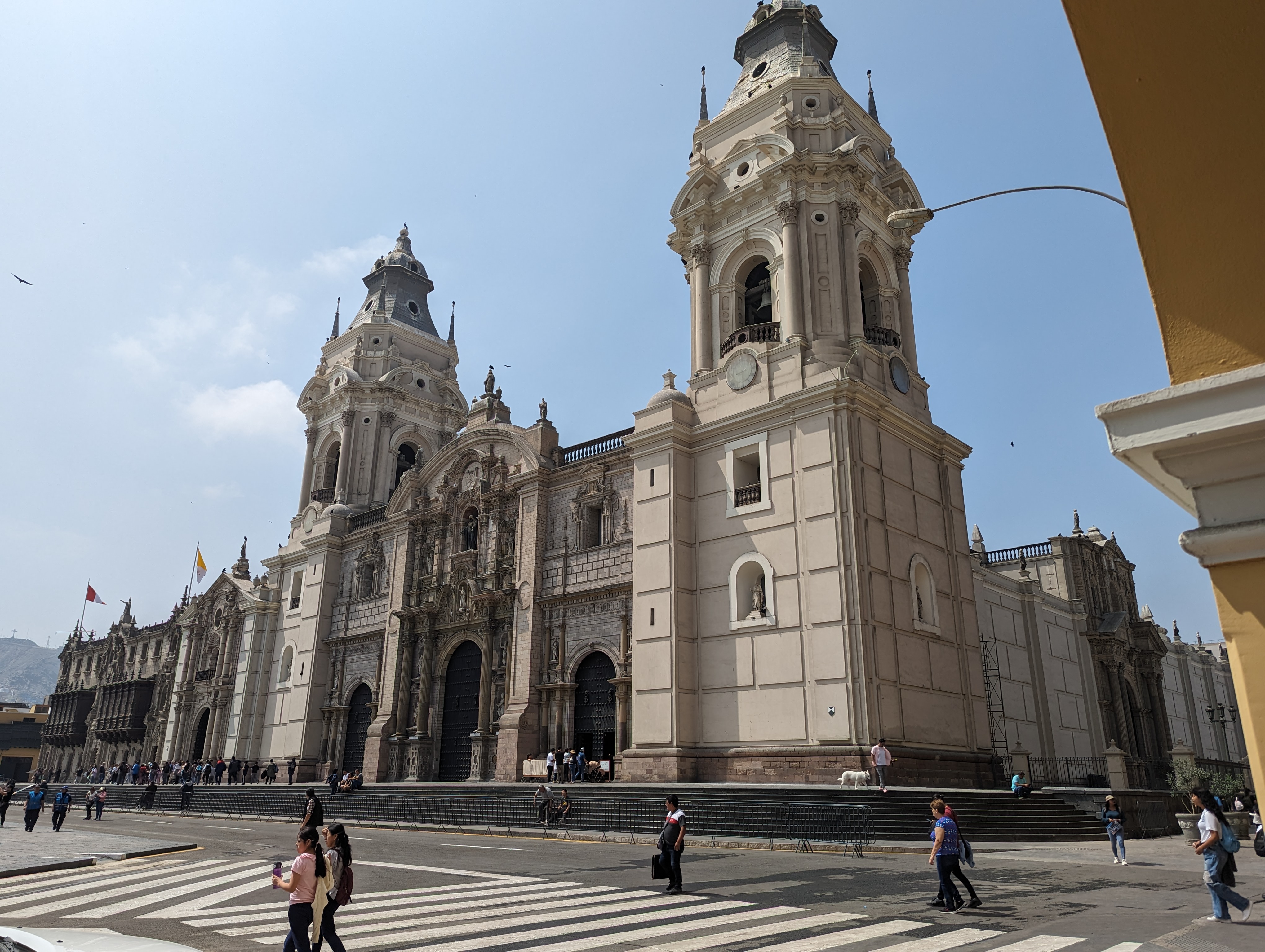 Kitty-corner from the presidential palace but also facing the Plaza Mayor: Lima's cathedral, built you'd never guess in the 20th century.