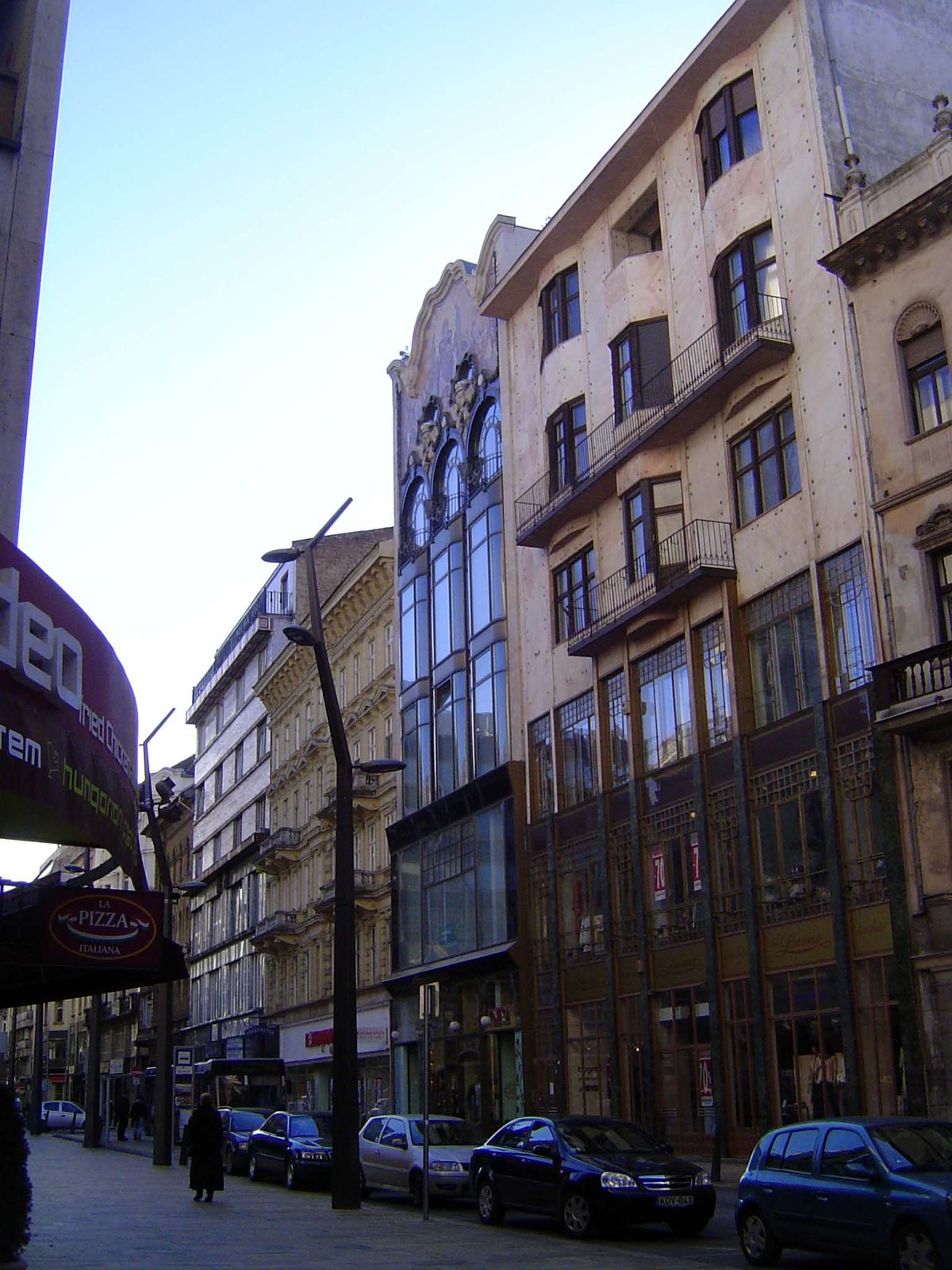 All three are visible here, but we'll begin with the curtain-walled, former Torok Bank, designed by Henrik Bohm and Armin Hegedus and comple