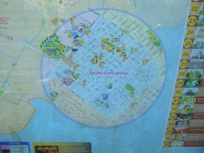 The city has an old core, a grid of blocks each measuring 100 meters square. Spot the cathedral? We'll head down there.