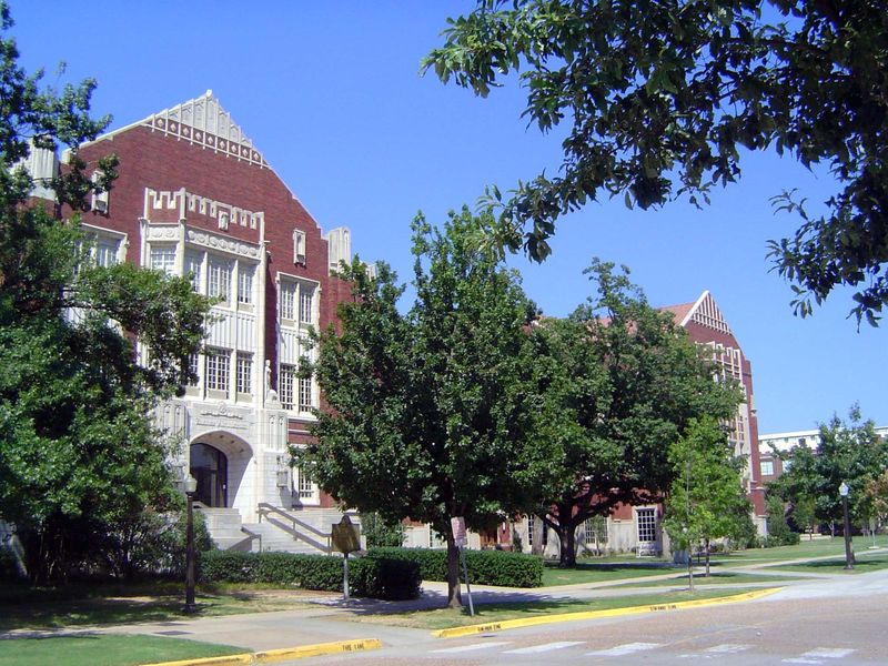 Adams Hall from 1936, on the left, got a matching twin, on the right, in 2005.