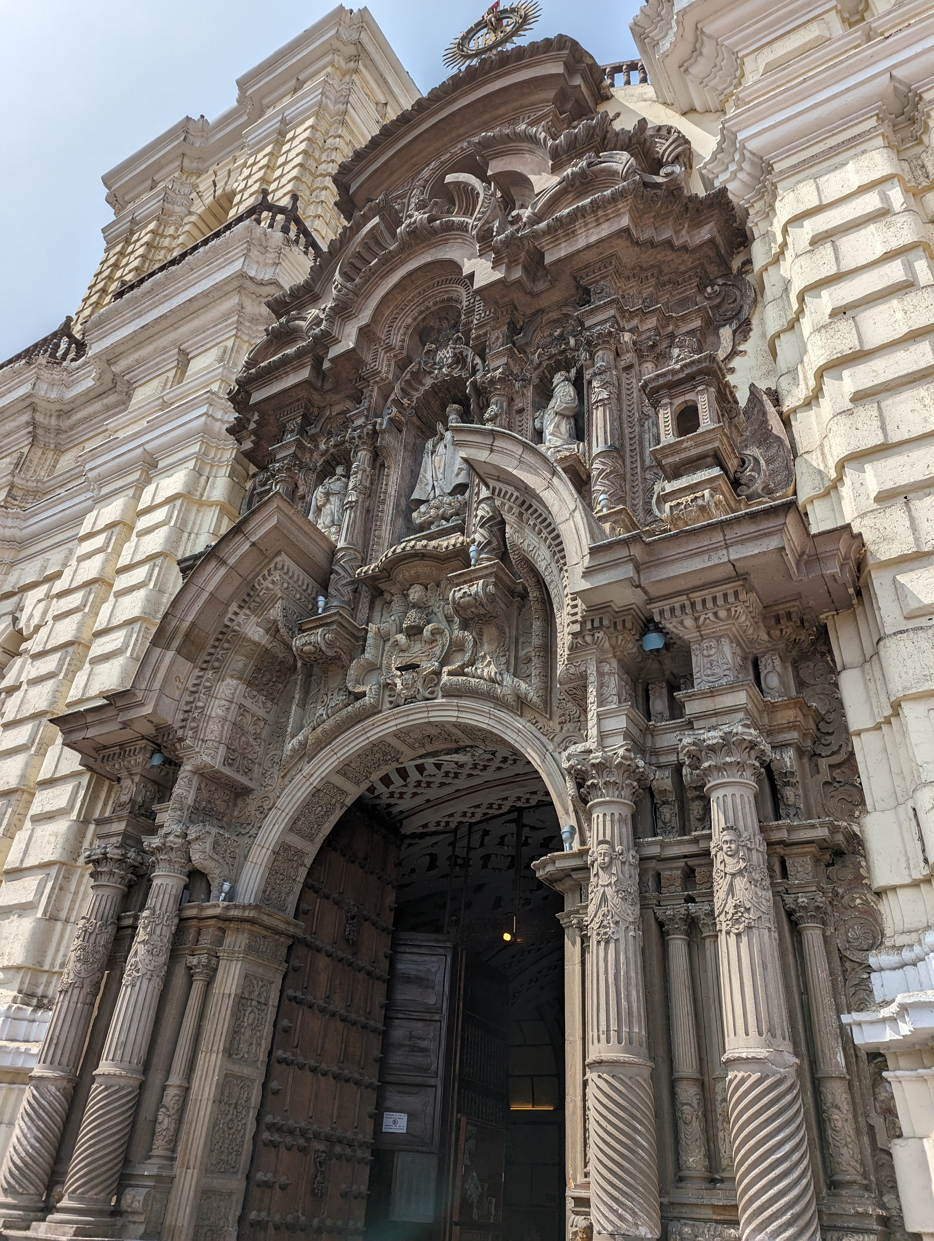 A few minutes' walk to the northeast, the grand entrance to the Church of San Francisco, built after a quake in 1655 brought down the previo