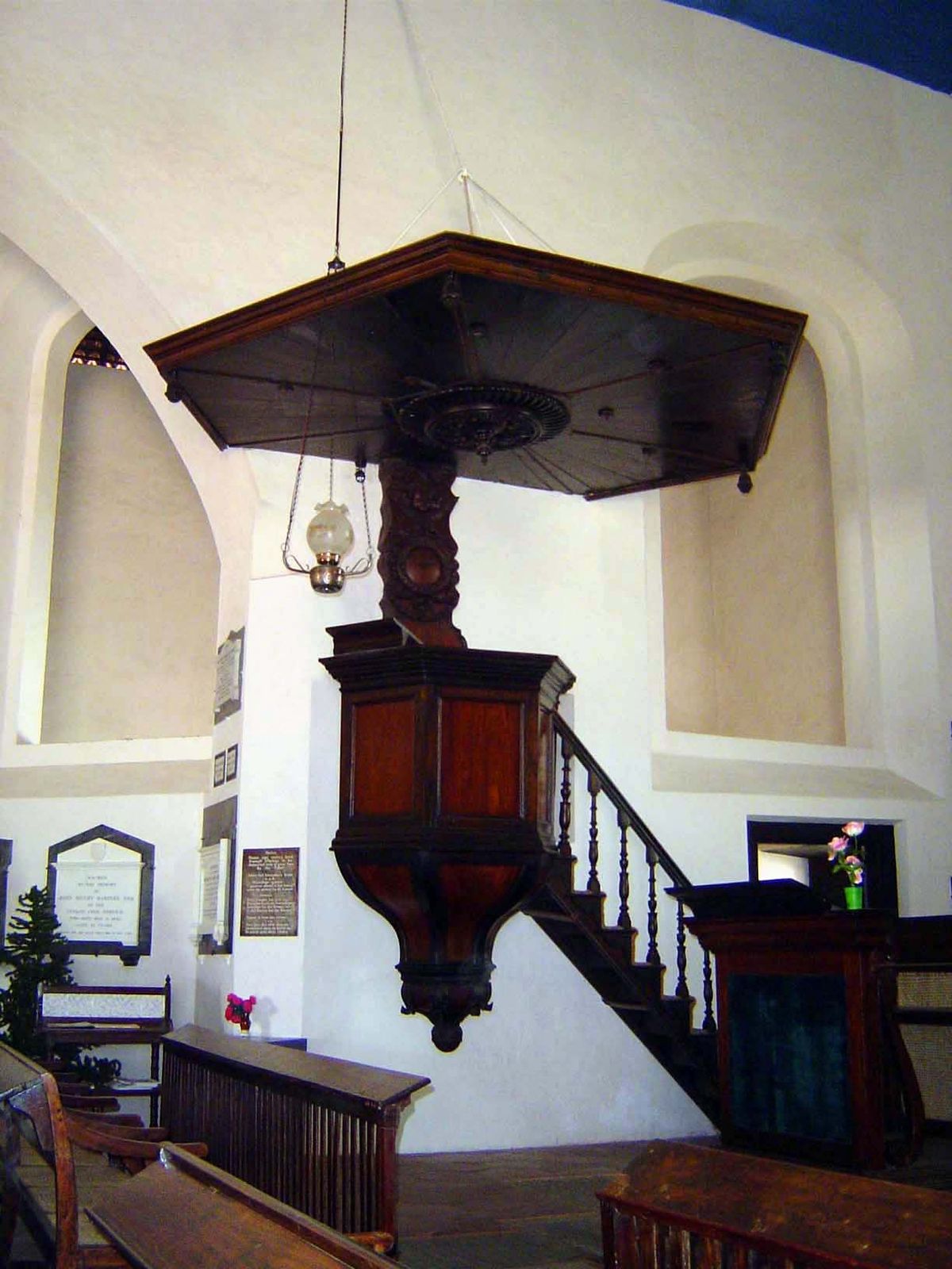 Perhaps the most striking furnishing is the pulpit.