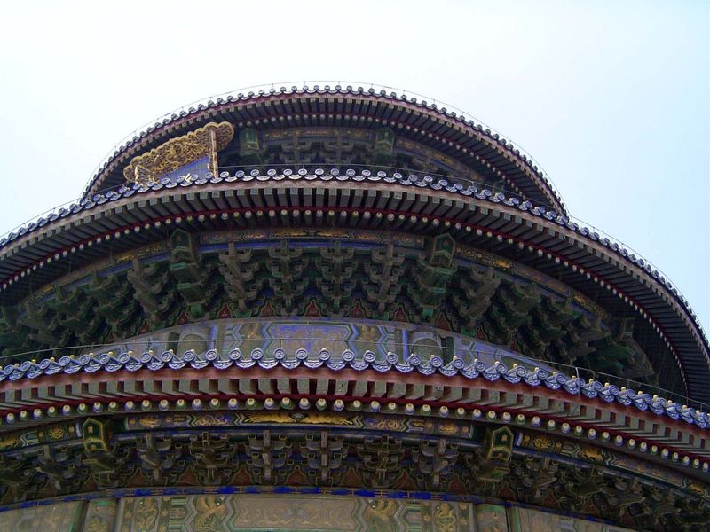 Detail of roof brackets dougong, literally "block" and "arm".