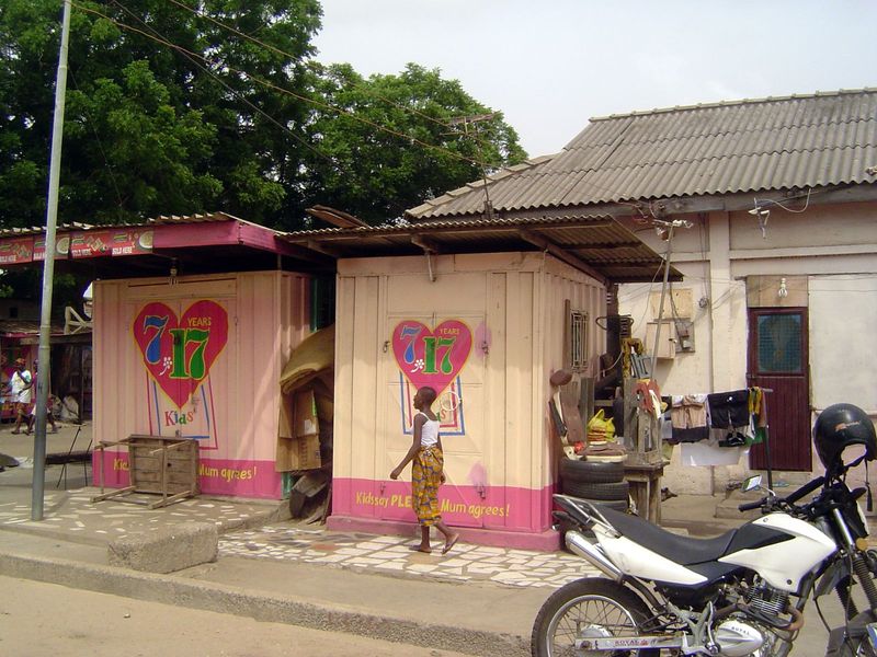 Shipping containers converted to shops.