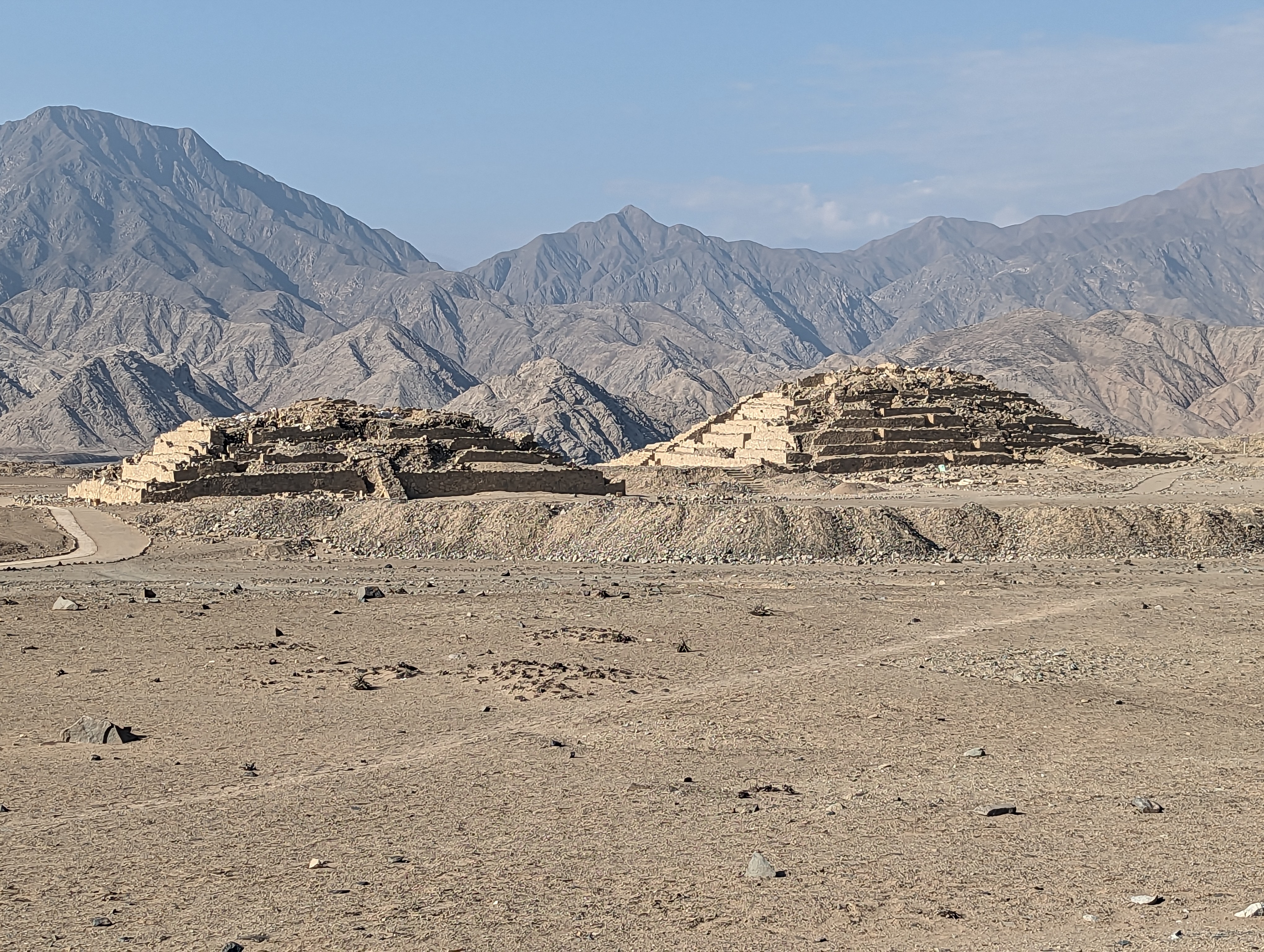 But we're here for the pyramids at the archaeological site of Caral.