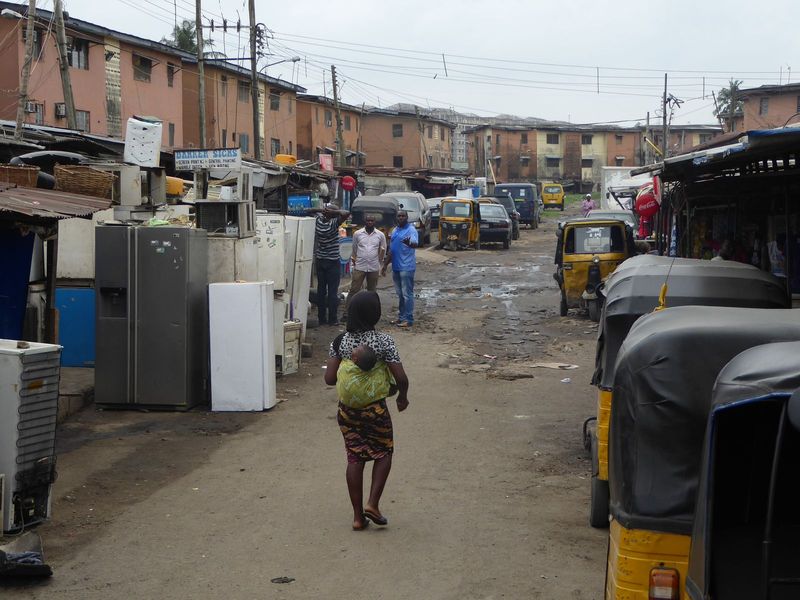 Rear view of government-funded housing.