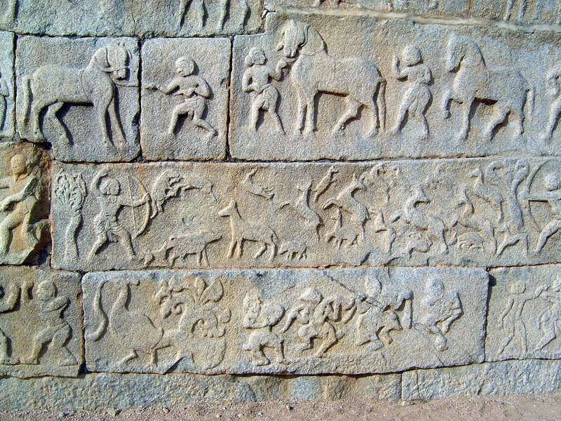 The carving is crude because the granite resists fine detail. No matter: the carvings were originally covered with plaster, then painted.
