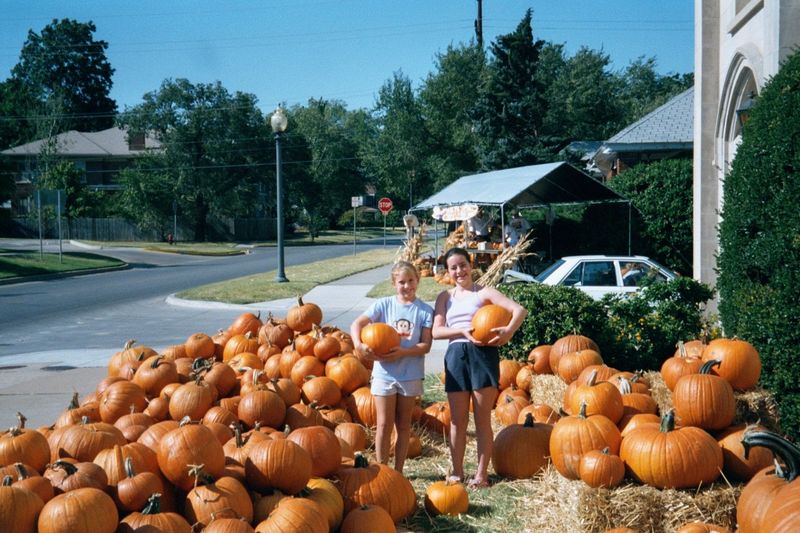 Pure Americana: every year, the McFarlin Methodist church imports a mess of pumpkins from New Mexico. They aren't cheap, but what are you go