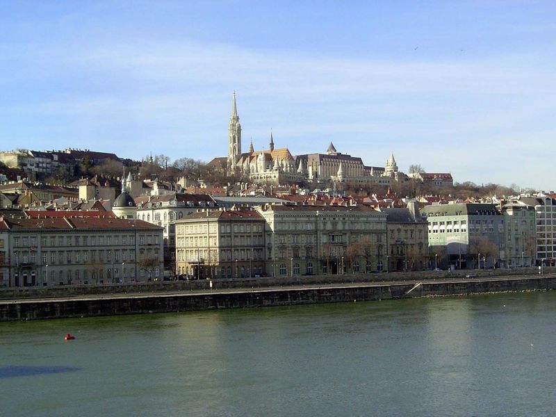 We're looking back to the Buda side. The church is the Matthias Church, after King Matthias Corvinus 1443-1490 or Hunyadi Matyas in Hungaria