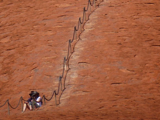 Climbing the rock has never been easy or safe. Edna Bradley recalls a discussion from the 1950s. "'What they should have here, is something 