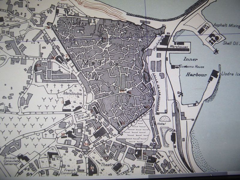 Fortunately, this is a geographical website, so we can skip to this handsome Army Map Service sheet from 1943. <

Squint at the medina, or o