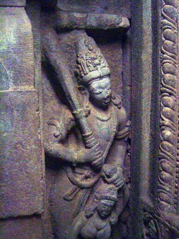 Again uncertain, but perhaps Vishnu as Keshava killing the demon Kesin. That was the supposition of Henry Cousens, author of The Chalukyan A