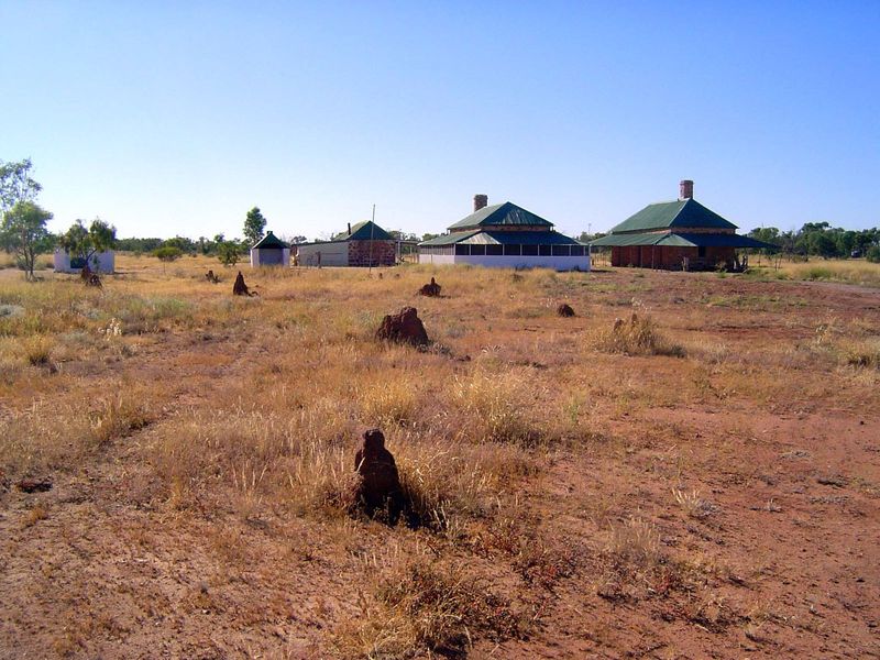 The Tennant Creek telegraph station, with a root cellar on the left, then a kitchen, a residence for the station master, and the office itse