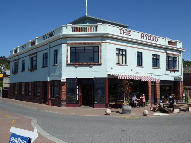 On the waterfront, this was originally the Hydro Grand Hotel. It closed for a time, then reopened in 1985 as a surf shop.