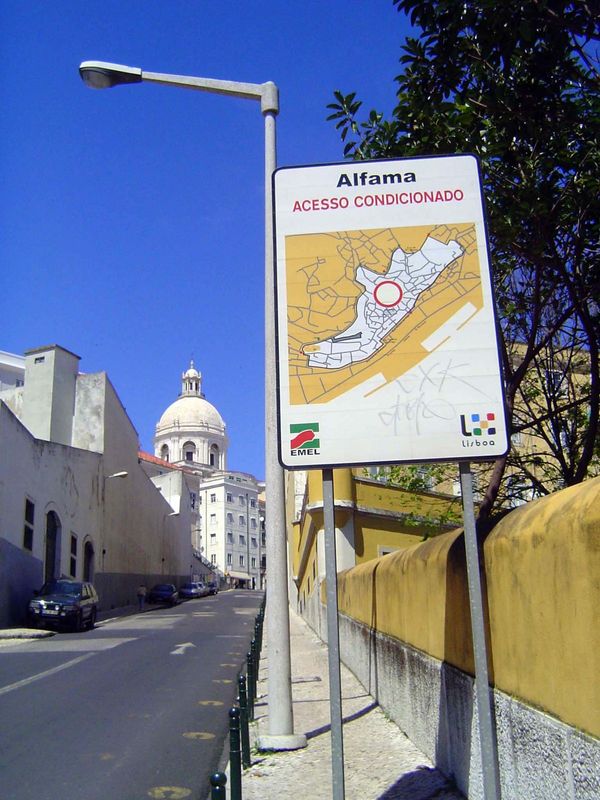 The pantheon dome—formally, the Dome of Santa Engrácia—rises in the ancient district called Alfama, where traffic is restricted, much to the