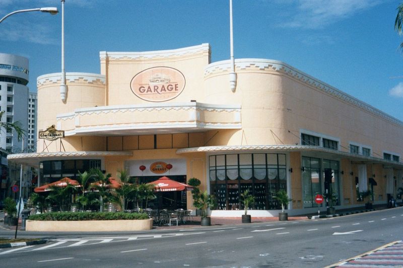 Across the street, a former automobile dealership has been converted to antique shops and restaurants. Things were very quiet early in 2002;