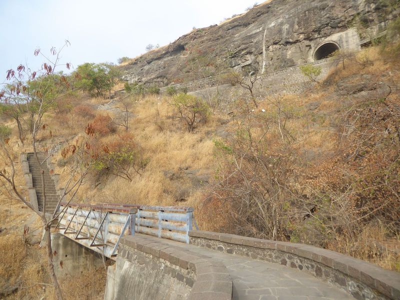 The pedestrian bridge across the Waghora.