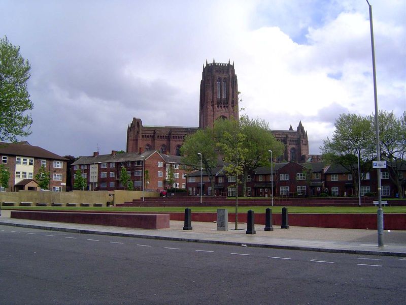 More council-style housing, this time below the cathedral.