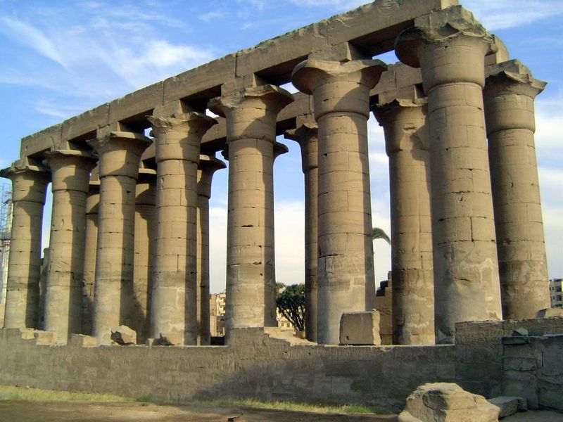 South of the courtyard is the immense colonnade built by Amenhotep III.