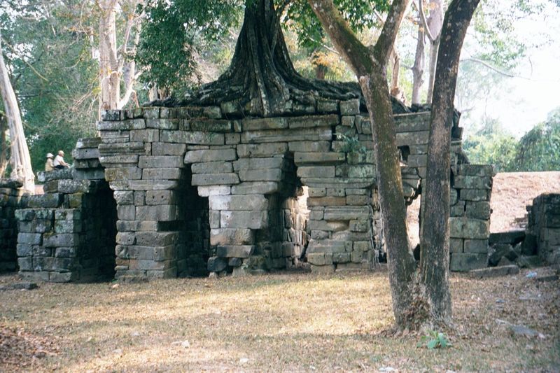 Immediately downstream from the waterwheel there's an old bridge, known in modern Khmer as Spean Thma, "stone bridge." In Angkorian terms it