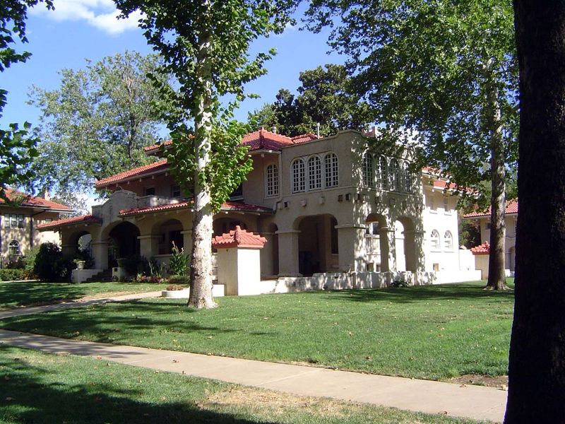 Another Spanish rendition. Oddly enough, it started out in 1907 as a frame house with a steep roof. It was later redone—date uncertain—in th