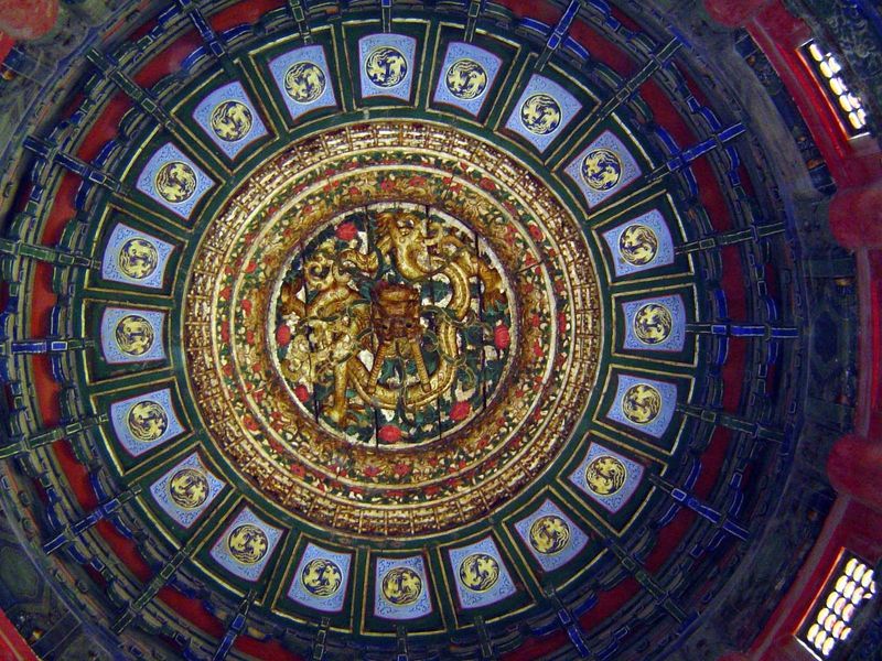 Caisson ceilings sometimes took different forms, in this case filling a dome supported on short columns, visible on the right. The central m