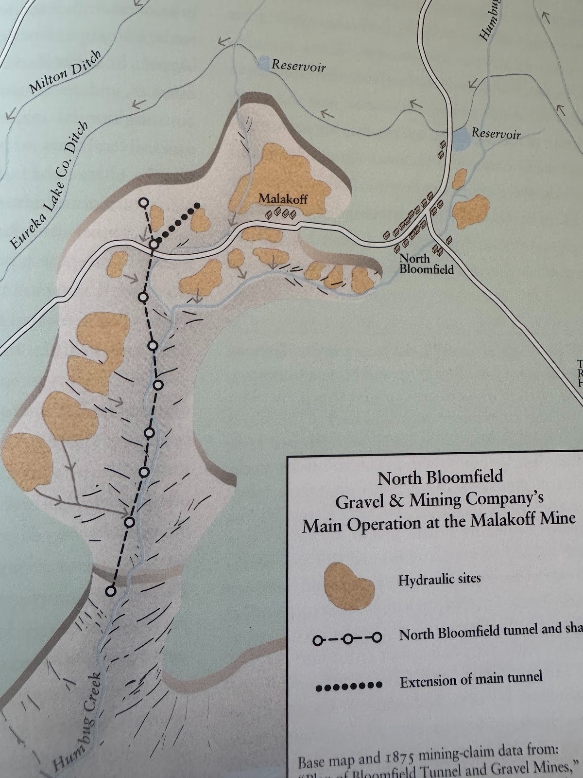 See the town.  See the ditches that brought water to other hydraulic mines.  See the areas worked by the Malakoff's owners. See the tunnel t