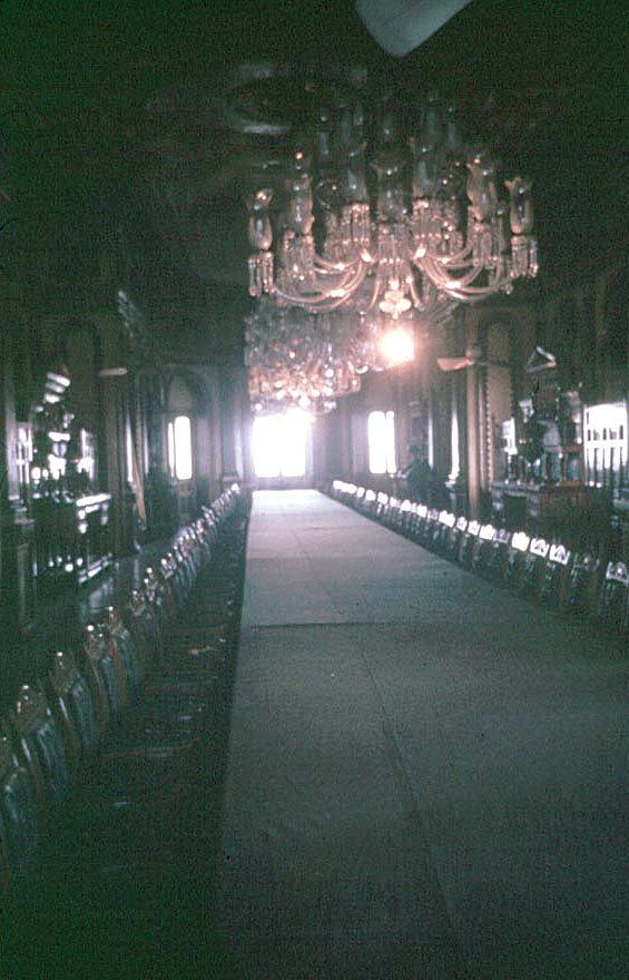 The dining room. Built-in bookcases in another room were stocked in 1981 with hundreds of copies of Glimpses of the Nizam's Dominions, among