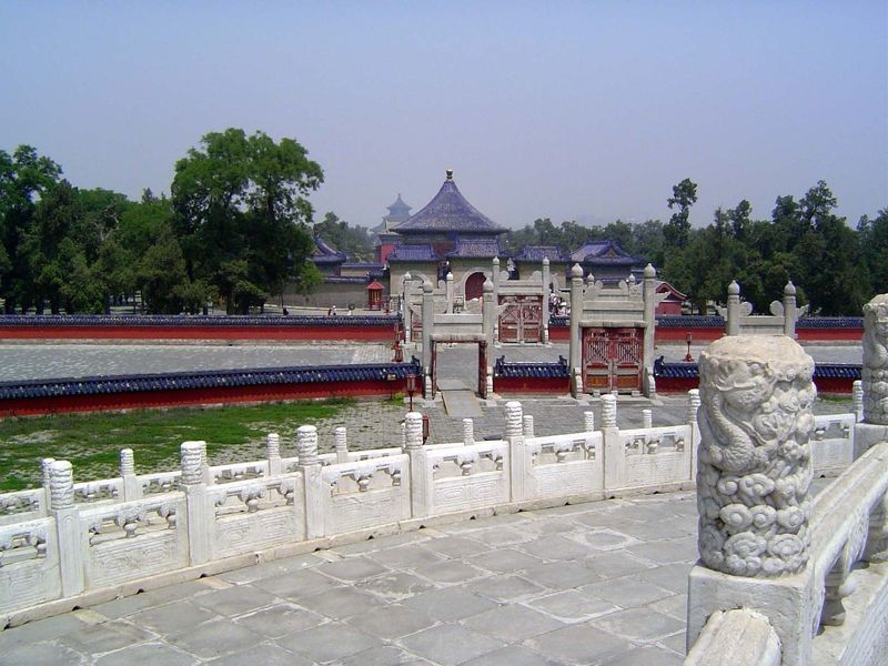 Here's the view north from the altar to the circular Vault of Heaven and, in the distance, the Temple of Heaven.