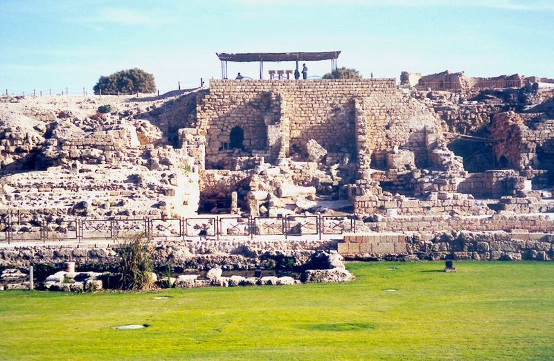 Standing in what was the inner harbour. Herodian which is to say really big blocks on the right mark the ancient dockside. A wide Roman stai