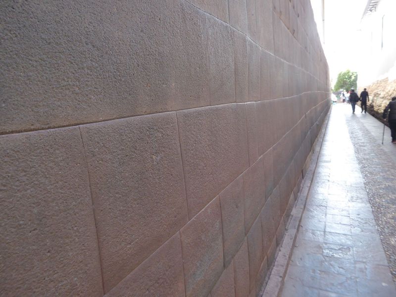 Here's the same external wall, about 15 feet high. The lower third is a retaining wall; the upper two-thirds are the wall of the cloister ch