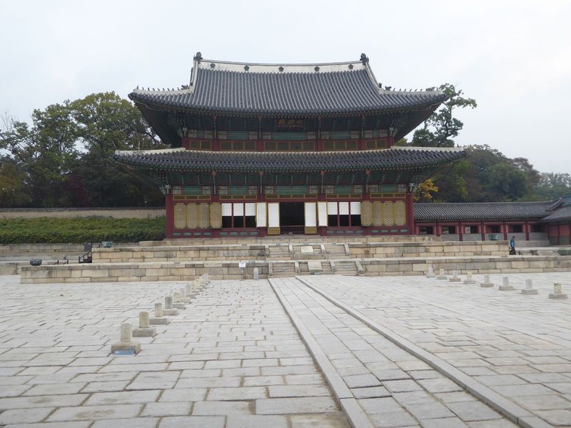 Here's that throne room, complete with markers indicating the nine ranks of officialdom. The hall, built in the early 1400s, was destroyed b