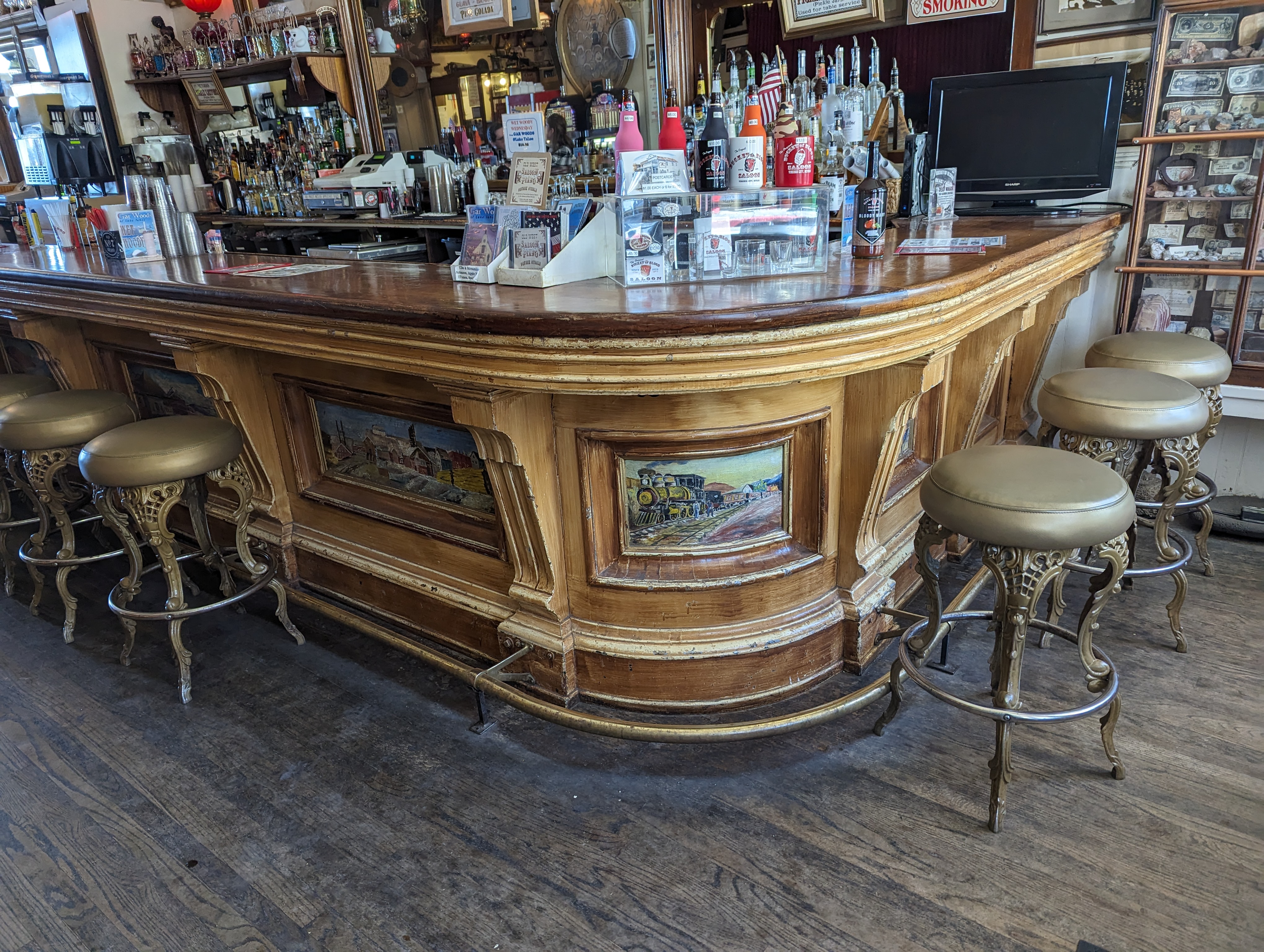 The saloon does have a fine old bar.  Built in the '30s?  Good question.  No answer here.