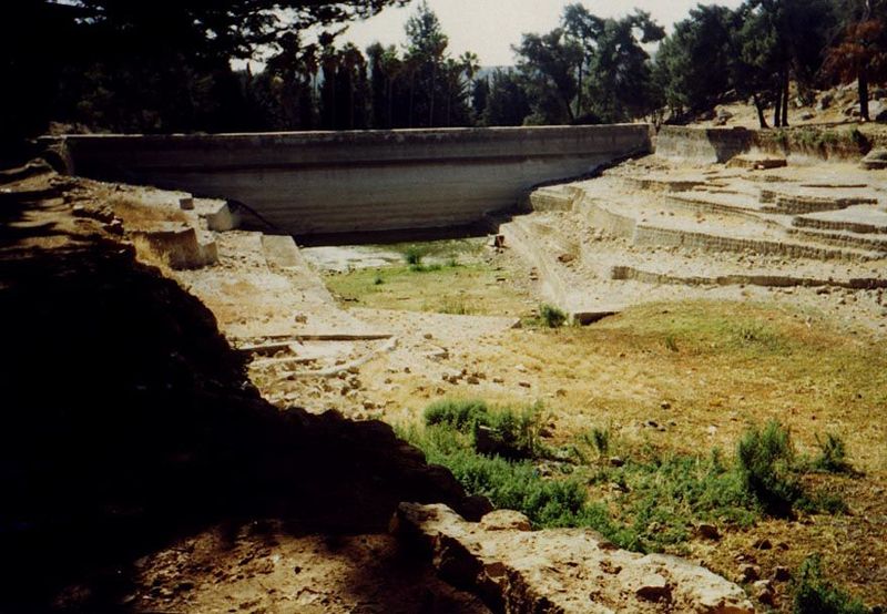 The same pool, looking toward the downstream wall at a time when there was barely enough water to green up the floor.