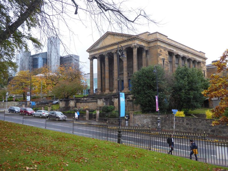 The gatehouse faces the Wellington Church of Scotland, built in 1884 for the United Presbyterian Church. Williamson says that it's dramatic,