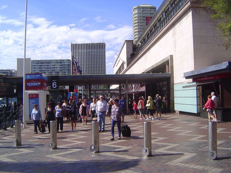 So here's the Circular Quay, busy in this case with passengers making their way to their cruise ship. Ferries dock here, too. Can you see th