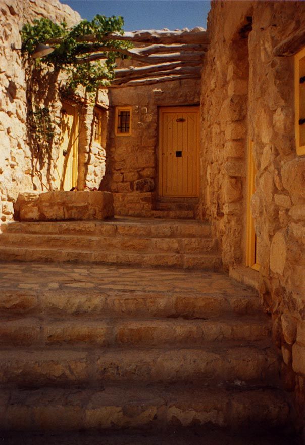 Approach to a guest room.