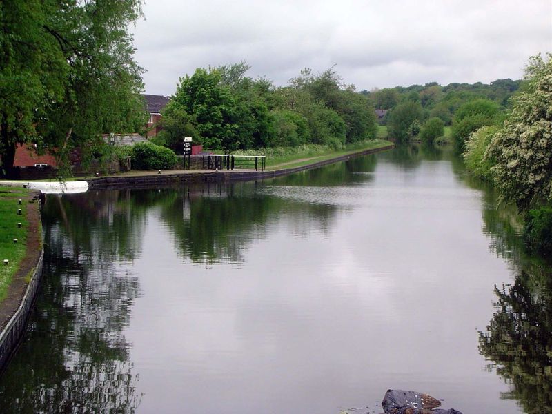 We begin slightly over a mile to the east, at Top Lock, the high point on a flight of 20 water steps down to Wigan. It's all part of the Lee