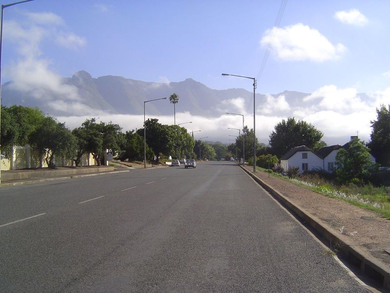 It was called Swellendam and grew slowly into a town today of 20,000, overseen by the Langeberg. Here the main street approaches the town ce