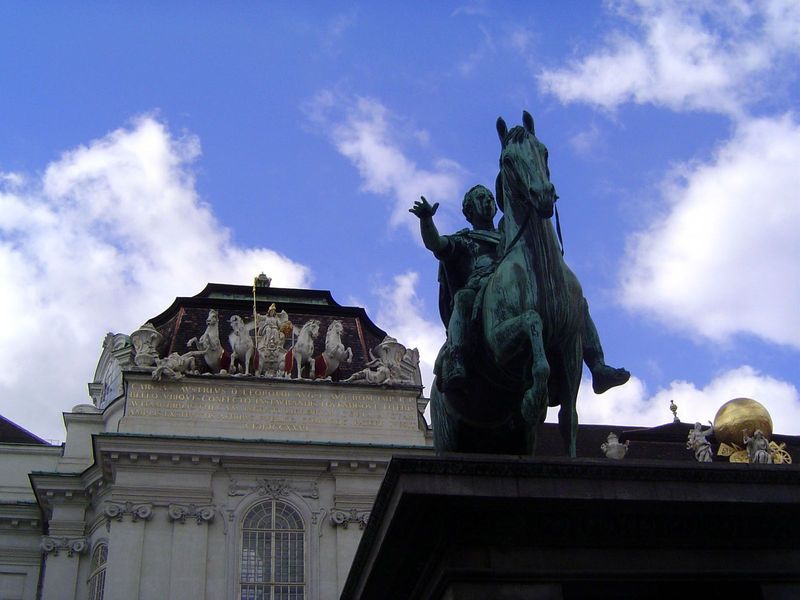 A minute's walk to the east and you're in the Josephsplatz, with an equestrian figure of Joseph II, son of Maria Theresa. In the background 