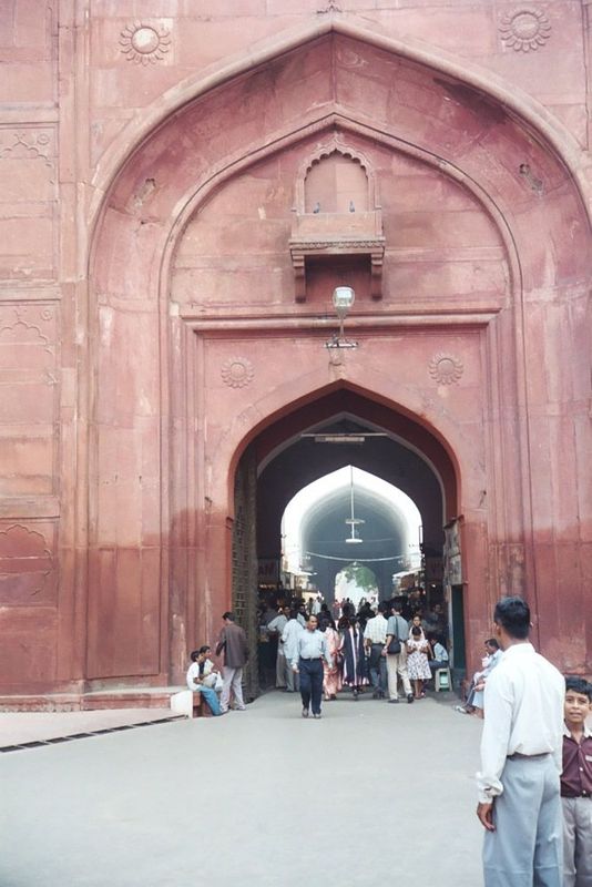 The Lahore Gate, looking east straight toward the Diwan-i-Am, or Hall of Public Audience. That hall lies out of sight, but within the shadow