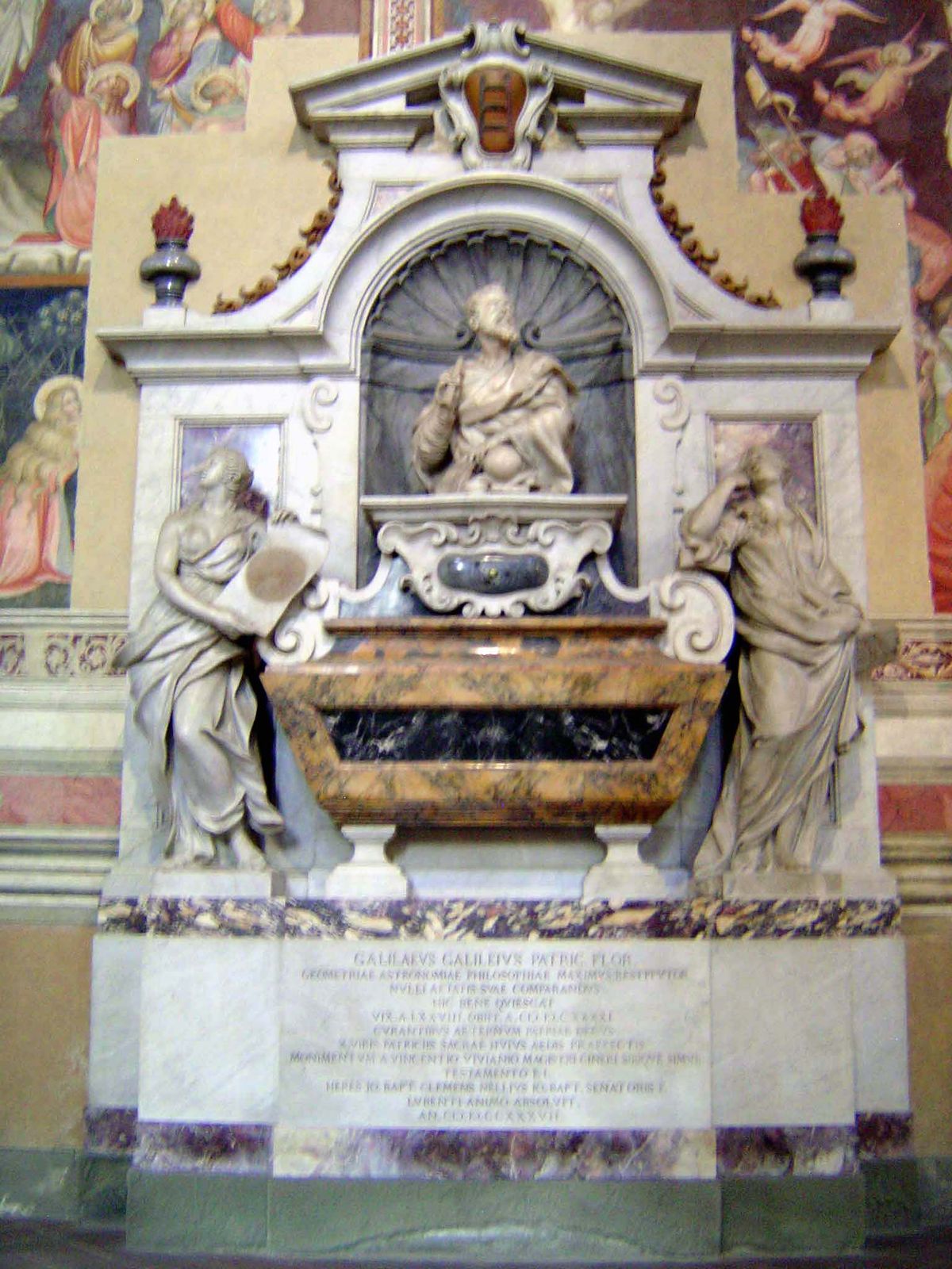 Tombs line the nave, in this case for Galileo.